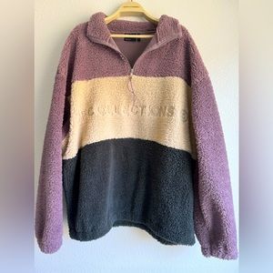 ASOS Oversized High Pile Fleece Sweatshirt. Half Zip Colorblock Pullover Sz:2XL